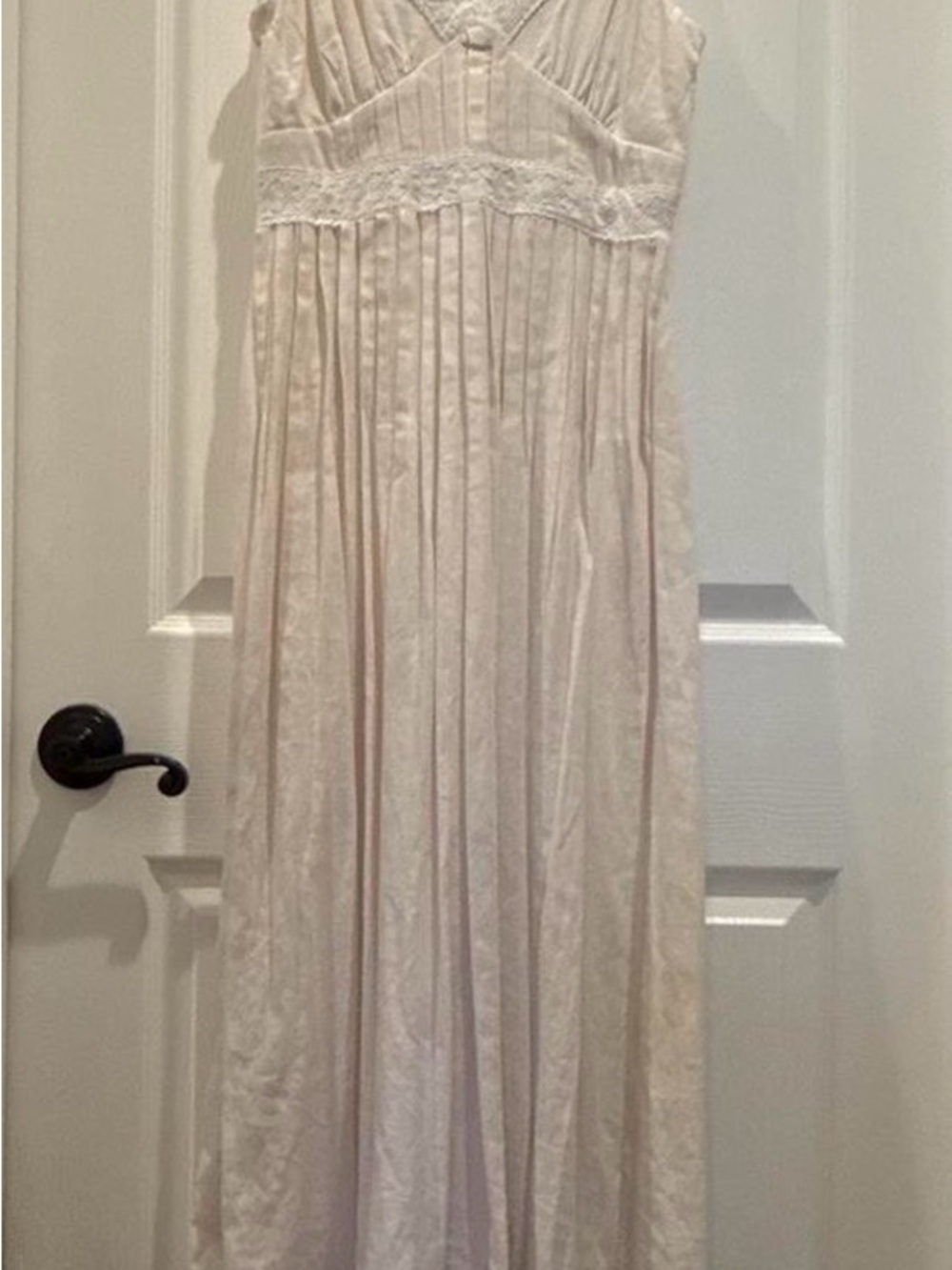 Taylor Cream Pleated Maxi Dress with Lace Waist